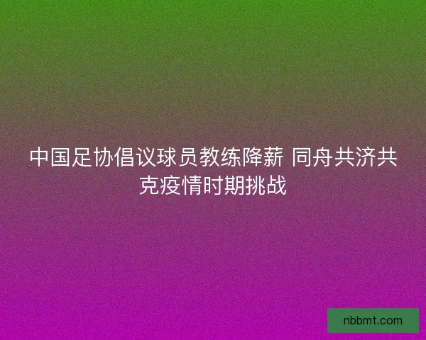 中国足协倡议球员教练降薪 同舟共济共克疫情时期挑战