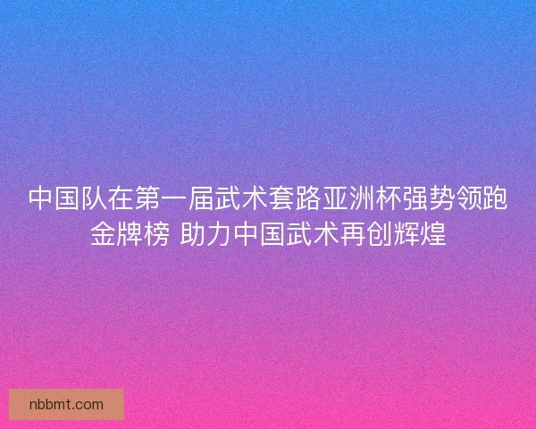 中国队在第一届武术套路亚洲杯强势领跑金牌榜 助力中国武术再创辉煌