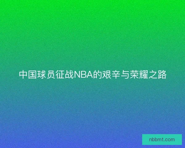 中国球员征战NBA的艰辛与荣耀之路